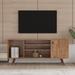 Corrigan Studio® Cumi Mid-Century TV Stand for TVs up to 55", Retro TV Console, Entertainment Cabinet w/ Shelves in White | Wayfair