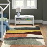 Orange/White 63 x 1.18 in Area Rug - Wade Logan® Clematine Abstract Shag Area Rug Polypropylene | 63 W x 1.18 D in | Wayfair