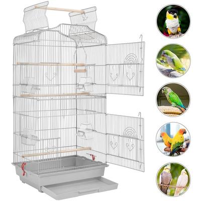 Cage Oiseaux Cage de Perroquet Volière pour Oiseaux Canaries Perruche Canaris 46 x 36 x 92 cm (Gris
