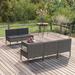 vidaXL 6 Piece Patio Lounge Set with Cushions Poly Rattan Gray - 22.4" x 27.2" x 27.2"