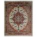 Hand Knotted Antique Ivory and Rust Traditional Persian Area Rug - 8'x10'