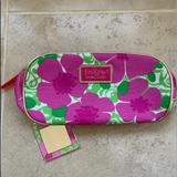 Lilly Pulitzer Bags | Lilly Pulitzer Estee Lauder Cosmetic Makeup Travel Pink Zip Bag Pouch Mirror | Color: Green/Pink | Size: 9” X4.5”