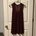 American Eagle Outfitters Dresses | American Eagle Maroon Midi Dress With Key Hole Back And Lace Top Size Xxsmall | Color: Red | Size: Xxs