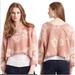 Free People Sweaters | Free People Floral Cropped Pullover Sweater In Pink Size Large | Color: Pink/White | Size: L