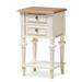 Marquetterie French Provincial Style Weathered Oak and White Wash Distressed Finish Wood Two-Tone Nightstand - Oak and White