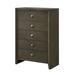 Wood 5 Tier 5 Drawers Chest, Gray Finish