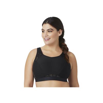 Plus Size Women's Full Figure Plus Size No-Sweat Mesh Sports Bra Wirefree 1068 by Glamorise in Black (Size 38 H)