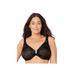 Plus Size Women's Full Figure Plus Size Lacey T-Back Front-Close WonderWire Bra Underwire 9246 by Glamorise in Black (Size 46 F)