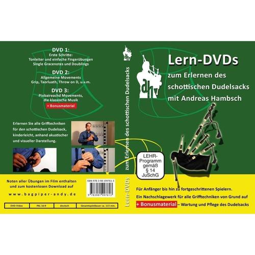 Lern-DVDs Dudelsack - Richtige Griffweise und Technik (grün), 3 DVDs (DVD)