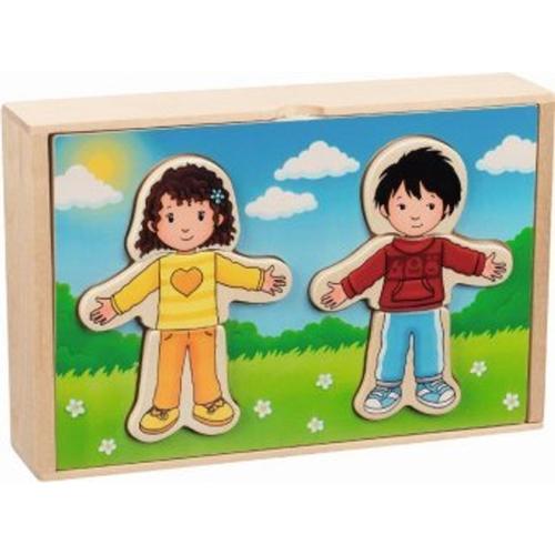 Anziehpuppenpuzzle Junge Und Mädchen 36-Teilig Aus Holz