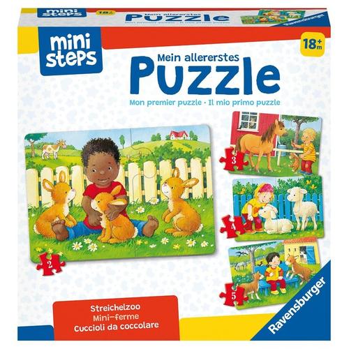 Ravensburger Ministeps 4169 Mein Allererstes Puzzle: Streichelzoo - 4 Erste Puzzles Mit 2-5 Teilen, Spielzeug Ab 18 Monate