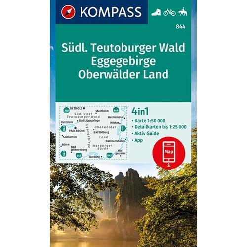 Kompass Wanderkarte 844 Südlicher Teutoburger Wald - Eggegebirge - Oberwälder Land 1:50.000, Karte (im Sinne von Landkarte)