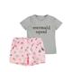 name it - T-Shirt Nmfzofia Mit Shorts In Grey Melange/Rosa, Gr.92