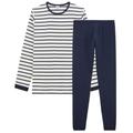 Petit Bateau - Schlafanzug Trexo Lang In Marshmallow/Smoking, Gr.122/128