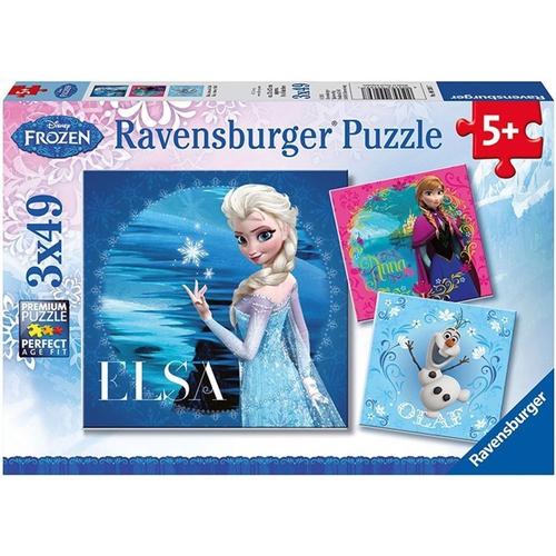 Ravensburger Kinderpuzzle - 09269 Elsa, Anna & Olaf - Puzzle für Kinder ab 5 Jahren, Disney Frozen Puzzle mit 3x49 Teile