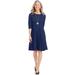 Blair Women's Three-Quarter Sleeve Knit Dress - Blue - M - Misses