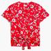 J. Crew Tops | J.Crew Red Printed Short Sleeve Tie-Front Button-Up Shirt Top | Color: Red | Size: Various