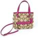 Coach Bags | Coach Daisy Outline Signature Mia Crossbody Purse - Khaki And Bright Magenta | Color: Pink/Tan | Size: 12" (L) X 10 3/4 " (H) X 4" (W)