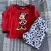 Disney Pajamas | Disney Minnie Girl's Pajama Set | Color: Red/White | Size: 4tg