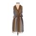 Forever 21 Casual Dress - Mini V Neck Sleeveless: Tan Chevron/Herringbone Dresses - Women's Size X-Small