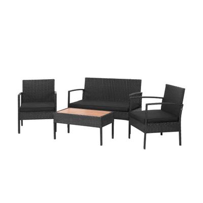 Costway 4 Pieces Patio Rattan Cushioned Furniture ...