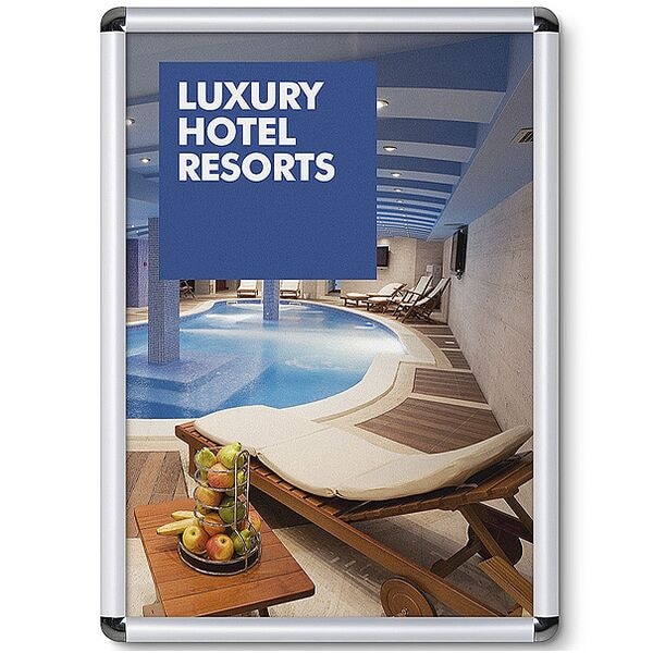 Showdown Displays Klapprahmen A2 Rundecken 25 mm Profil silber silber, 45.1x62.5x1.1 cm Image