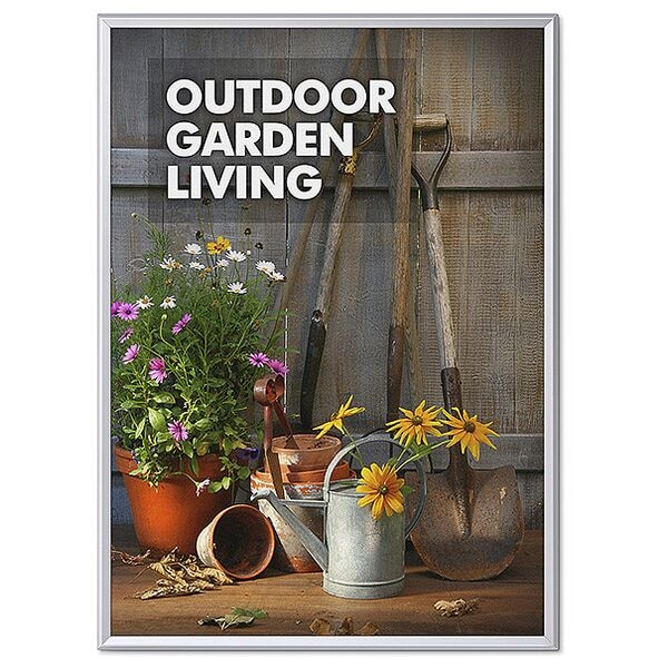 Showdown Displays Klapprahmen 100 x 140 cm Gehrungsecken 32 mm Profil silber silber, 104.5x144.5x1.6 cm