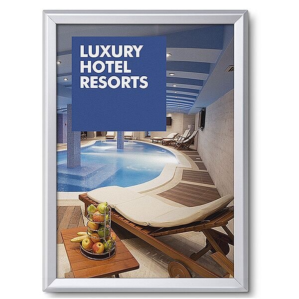 Showdown Displays Klapprahmen A2 Gehrungsecken 32 mm Profil Brandschutz B1 silber silber, 46.5x63.9x1.6 cm