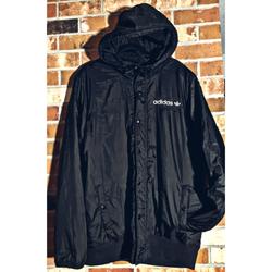 Adidas Jackets & Coats | Adidas Originals Ac Padded Jacket Long Black Midi Hooded Rain Coat Nylon Mens 2x | Color: Black | Size: Xxl