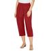 Plus Size Women's Stretch Knit Waist Cargo Capri by Catherines in Red (Size 6X)
