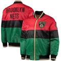 "Men's Starter Red/Black/Green Brooklyn Nets Black History Month NBA 75th Anniversary Full-Zip Jacket"