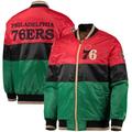 Men's Starter Red/Black/Green Philadelphia 76ers Black History Month NBA 75th Anniversary Full-Zip Jacket