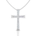 LORDS JEWELS 0.08 ct Diamond Necklace With Cross Pendant for Women in 9 kt Gold with Chain 46 cm | Gold Cross Pendant Necklace For Women (White Gold)