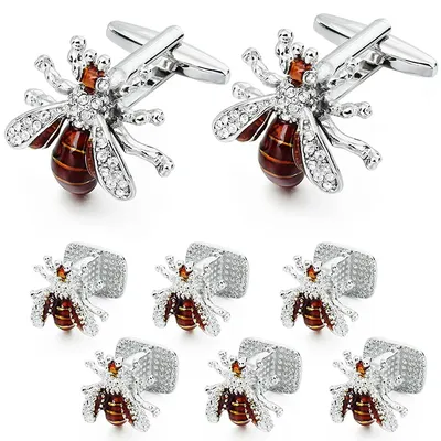 HAWSON – ensemble de boutons de manchette abeille en cristal pour hommes avec boîte cadeau de luxe