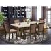 East West Furniture Dining Table Set- a Dining Table and Coffee Linen Fabric Parsons Chairs, Distressed Jacobean(Pieces Options)