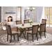 East West Furniture Dining Table Set- Dining Table and Coffee Linen Fabric Parson Chairs, Distressed Jacobean(Pieces Options)