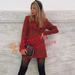 Zara Pants & Jumpsuits | Bloggers Fav Zara Houndstooth Jumpsuit Dress | Color: Black/Red | Size: Xs