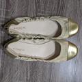 Coach Shoes | Coach Logo Ballerina Flats With Gold Toe | Color: Cream/Gold | Size: 7