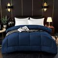 ComfyWell Double Duvet -Plain Quilt Comforter Bedspreads, Coverlets & Sets, 2 Pillowcases Warm and Anti Allergy All Season Coverless Duvet, Throws For Bed.(Double (200x200cm), Navy Blue)