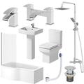 Affine Complete Bathroom Suite LH Shower Bath Toilet Basin Pedestal Shower Taps Square