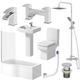 Affine Complete Bathroom Suite LH Shower Bath Toilet Basin Pedestal Shower Taps Square