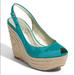 Jessica Simpson Shoes | Jessica Simpson Teal Jungle Wedge Sandal Size 8.5 | Color: Blue/Green | Size: 8.5