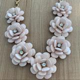J. Crew Jewelry | J Crew Rose Beaded Flower Necklace Pink Blush Ceramic Floral Design Rhinestones | Color: Pink | Size: Os