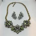 J. Crew Jewelry | Jcrew Cluster Necklace And Earring Set | Color: Gold/Green | Size: Os