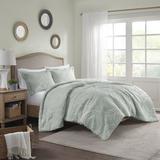 Madison Park 100% Polyester Embroidered Medallion Long Fur to Mink 3pcs Comforter Set in Aqua - Olliix MP10-7634