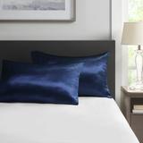 Madison Park Essentials 100% Polyester Solid Satin Pillow Case in Navy - Olliix MPE21-921