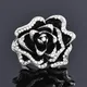 SINLEERY-Bague de Grande Fleur Noire Solide pour Femme Bijoux Vintage sur le Doigt