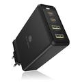 ICY BOX 4-Port USB-C/USB-A Ladegerät, 100W, Quick Charge 3.0 & Power Delivery, für iPhone, iPad, Samsung, Huawei, Xiomi und viele mehr, schwarz, 60942