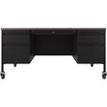 Lorell Fortress Steel Rectangular Teacher Desk Wood/Metal in Black | 29.5 H x 60 W x 30 D in | Wayfair LLR66945