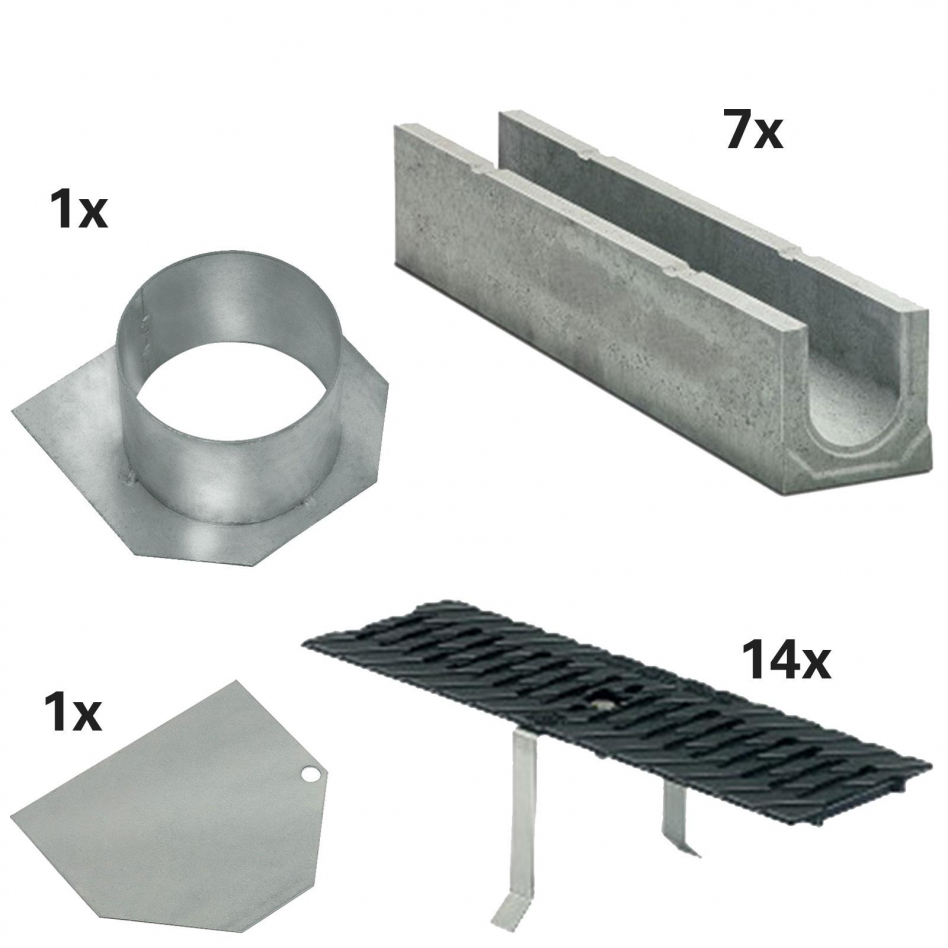 BIRCO Plus Komplett Set, 7 m, Ablauf,C 250 (25 to),mit Gussrost,mit Innengefälle Image